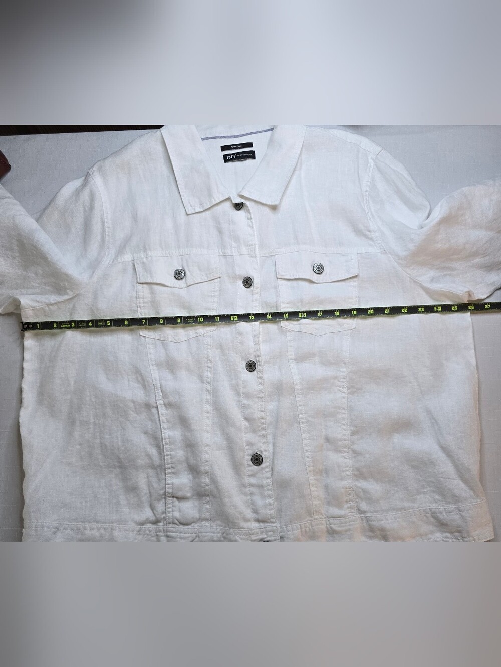 Linen White Lightweight Button-Front Crisp Coastal Jacket - Picture 5 of 10